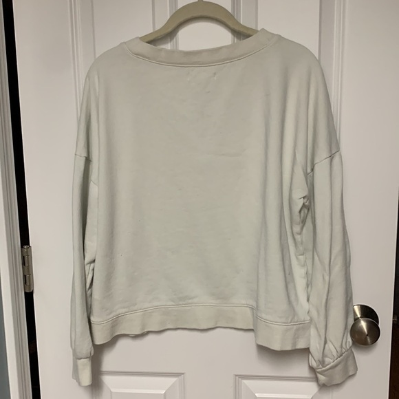 Madewell Hemp Natural‎ Color V-Neck Sweatshirt - Picture 3 of 4